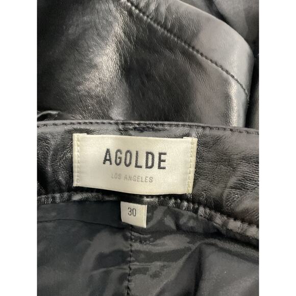 Agolde 'Liv' Black Leather Mini Skirt Size 29 - Picture 4 of 5